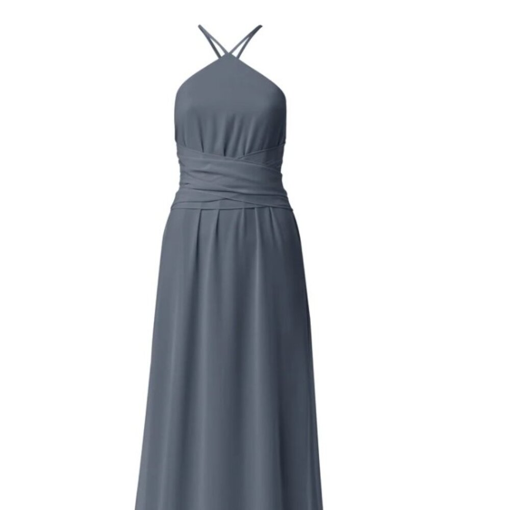 New Amsale Fae Dress in Blue Steel, Size Small, Originally $190